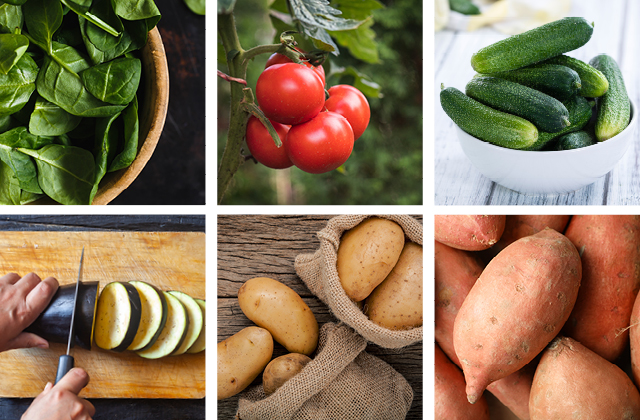 Food sources of Potassium: Green leafy green vegetables, tomatoes, cucumbers, eggplant, potatoes and kūmara (sweet potato). 